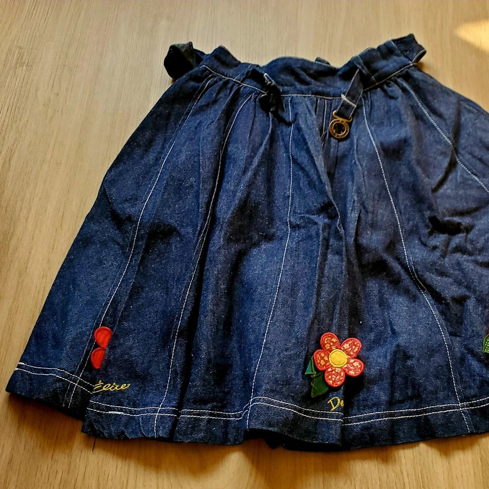 .Denim Blue Pleated Skirt Fully Lined - Zipper &  Elastic Band Girls 14 . New .